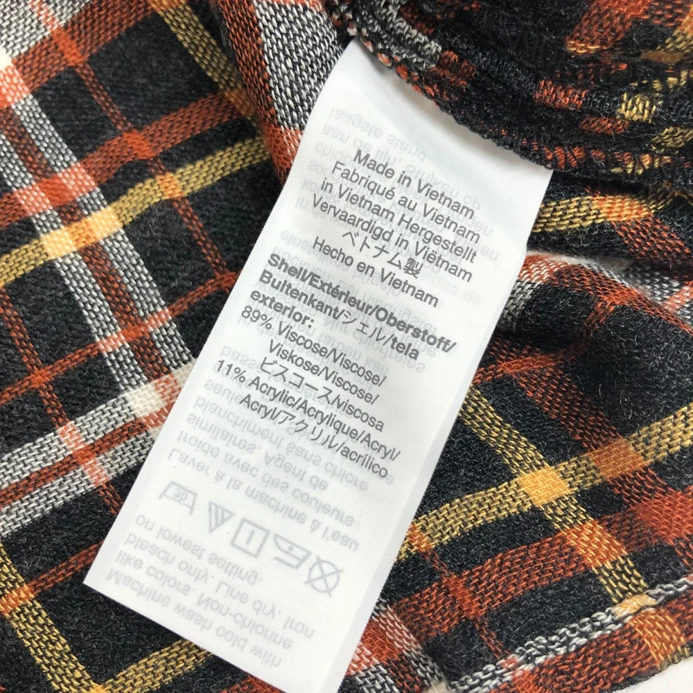 NEW Madewell Plaid Puffed Cinch Sleeve Top V Neck Blouse Womens Small